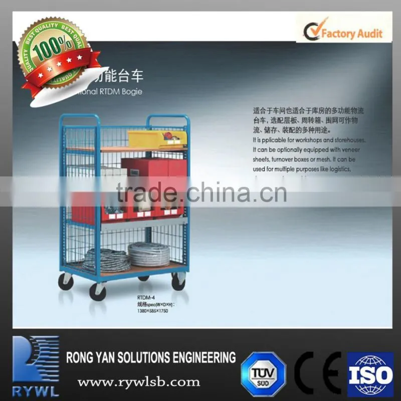 China factory iso certificate mobile rack,metal rack for plastic box, trolley for plastic container