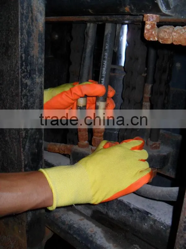 13 POLYESTER LATEX GLOVE LATEX COATED GLOVES,CRINKLE FINISH WORK GLOVES WORKING LABOR GLOVES SAFETY GLOVES