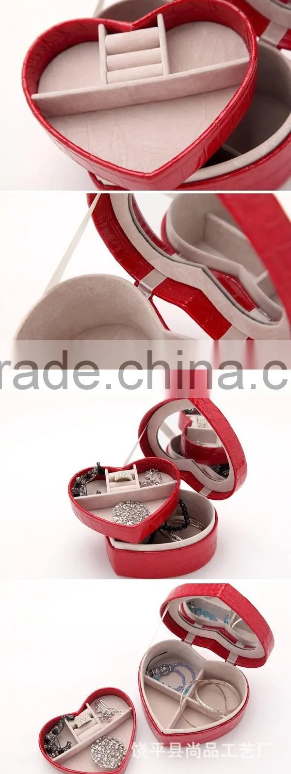 Professional Beauty Cosmetic Case Heart Shaped Makeup Case/Box PU Leather Box