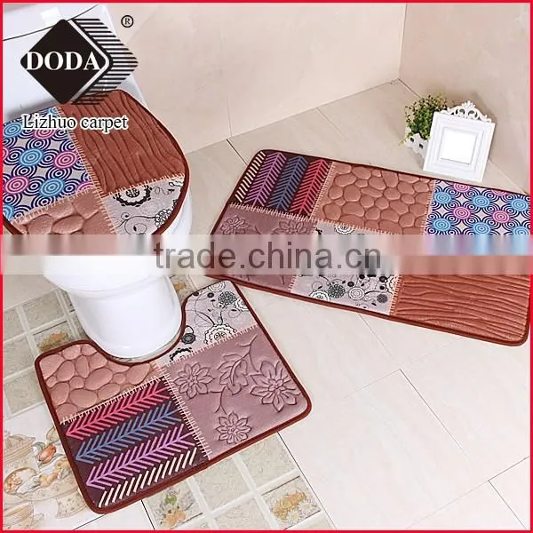 new design flower printing embossing 100% Polyester Shaggy Carpet /bath mat