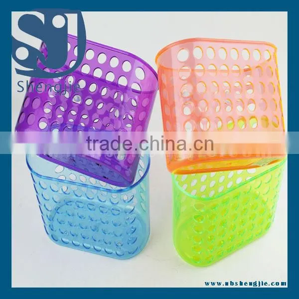 Trade Assurance Plastic suction cup bathroom basket /holders/shelf/PLASTIC BASKET bathroom basket with handle