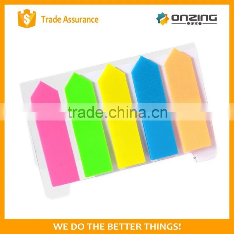 Onzing good quality arrow&strip-type shaped sticky notes with pet