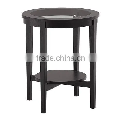 Customized high quality wooden round glass top coffee table