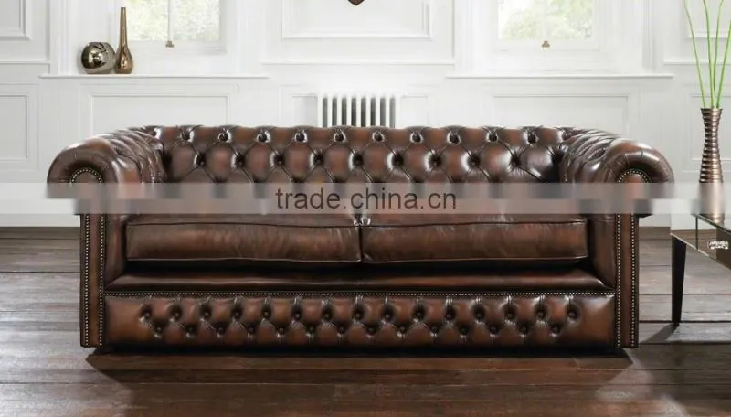Factory price modern leather sofa button tufted chesterfield sofa design