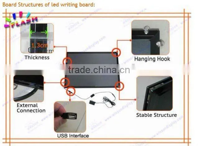 2014Top selling magic tranparent led writing board