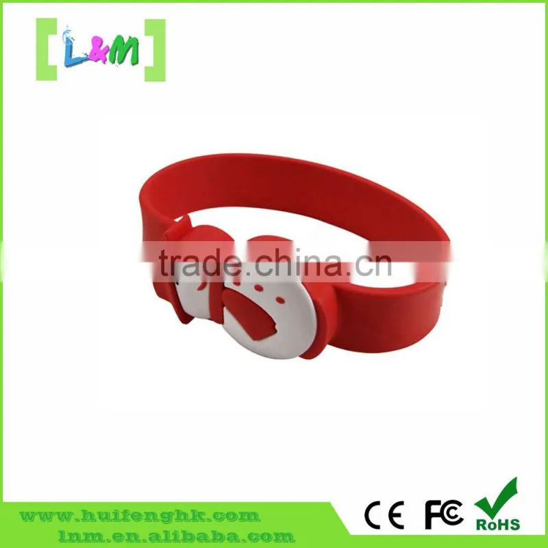 Good Quality usb flash drive silicone bracelet for christmas promotional gift
