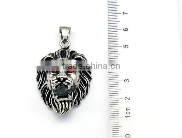 2016 Cheap Animal Crystal Mens Jewelry Silver Stainless Steel Lion Pendant Charm Necklace