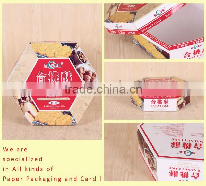 High quality custom size snack packing hexagonal cardboard box