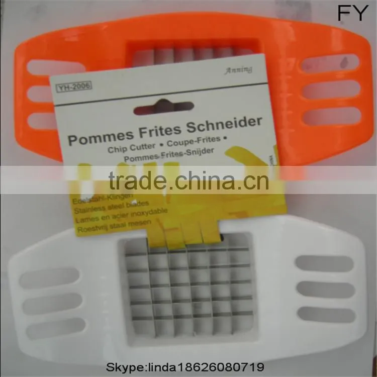Easy to use stainless steel and plastic manual potato chipper , pototo chips french fries cutter