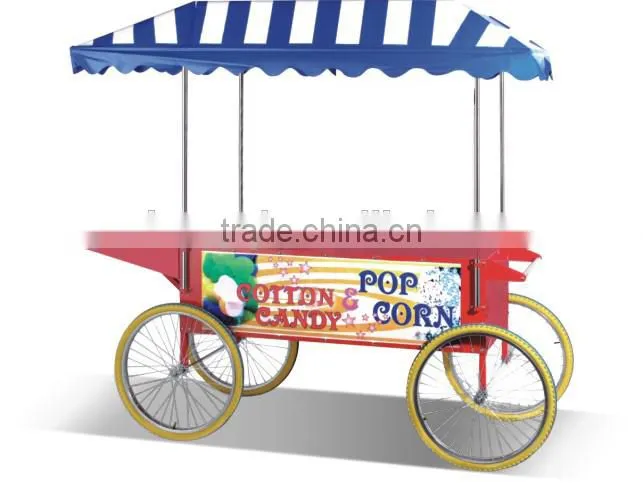 cotton candy and popcorn and candy machine with cart