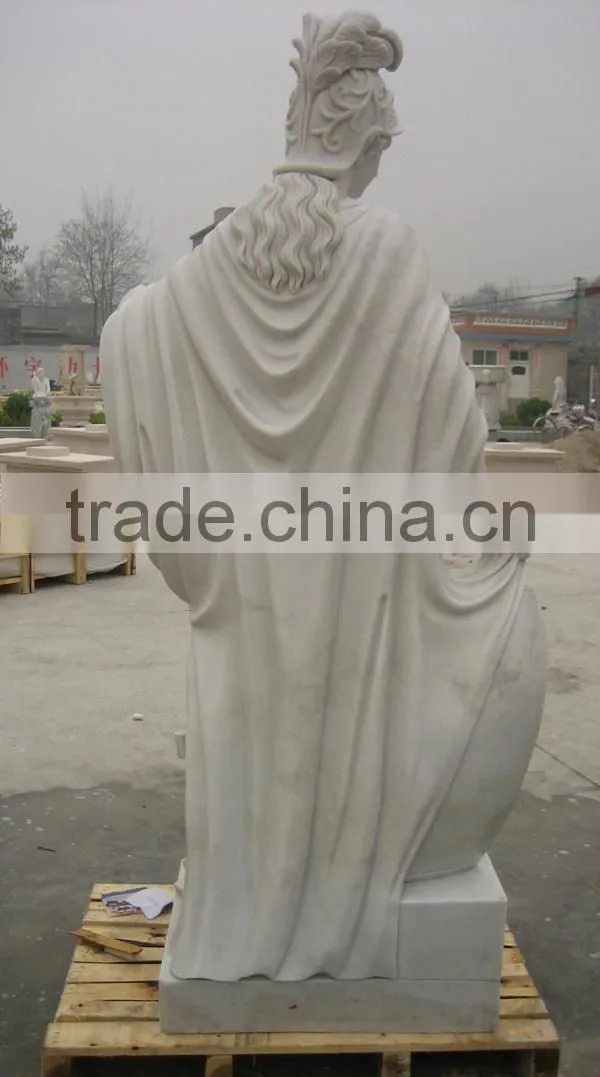 Hand Carved Life-size White Marble Knight Statue