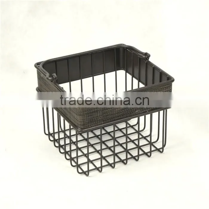 Square Metal Wire and Textilene Bathroom Caddy With Handle