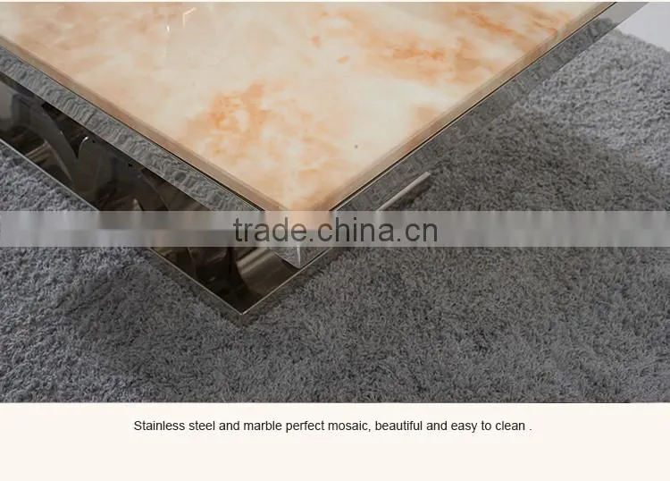 C406 Living Room Modern Design Rectangle White Marble Coffee Table
