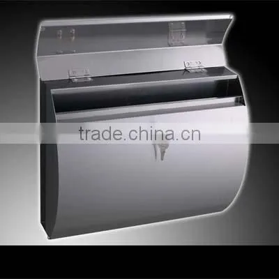 stainless steel mailbox with newspaper holder in the back