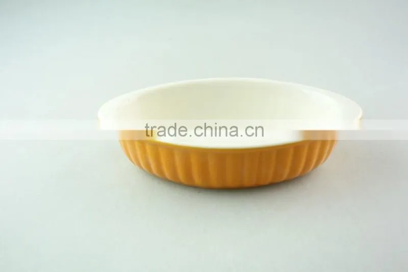 colorful ceramic bake plate with two ears, durable ceramic bakeware in stock