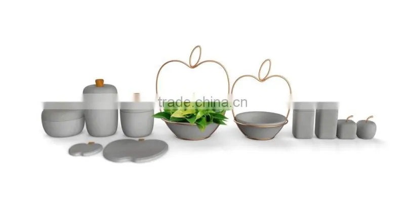 Round white concrete flower pots for garden series