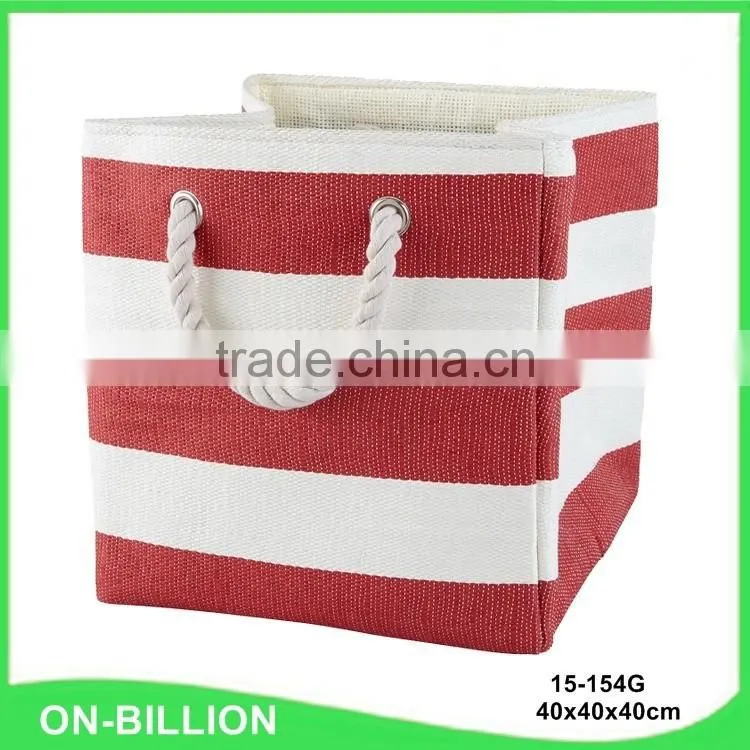 Handmade new large striped folding paper straw basket