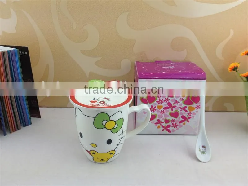 ceramic mug with spoon lovely cartoon design