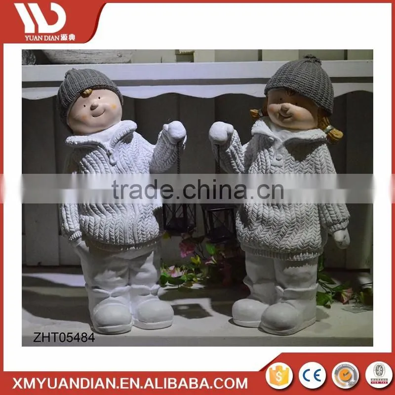 Wholesale Led Light Price Christmas Boys And Girls Decoration Polyresin Ornaments