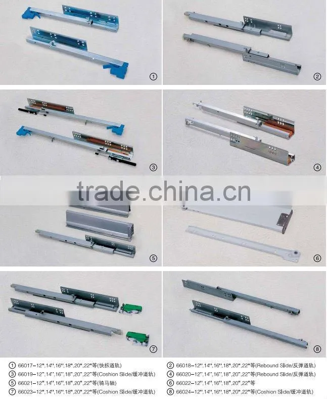 high quality different types of full extensiion ball bearing drawer slides for drawers