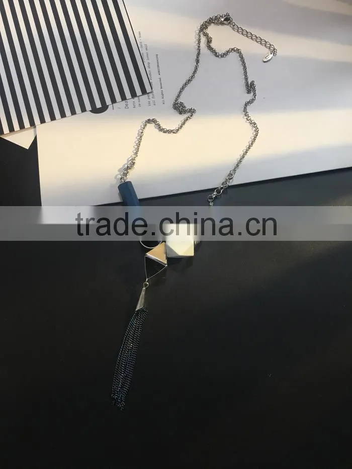assorted geometric beads chain necklace long chain tassel necklace