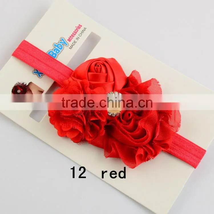 Most Hot Baby Hairband Flower Handwear Kids Girls Flower Ribbon Baby Elastic Headband For Kids