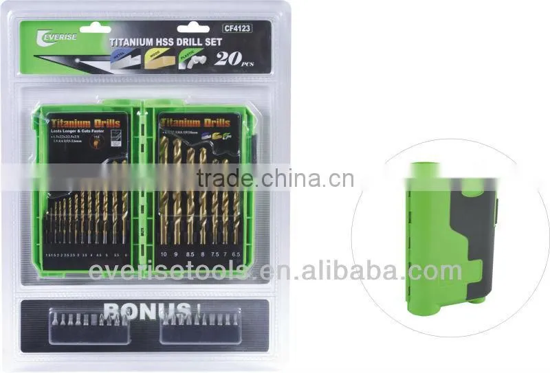 42pcs hss twist drill and bit set in plastic case