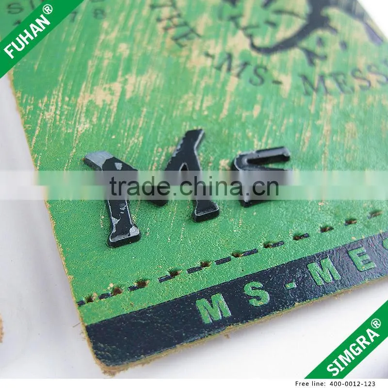 Supply old fashion leather label with embossed logo