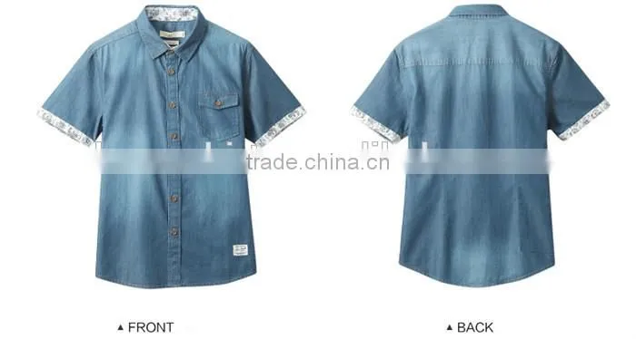 Wholesale China short sleeve men's shirt latest shirt designs for men denim shirt for men