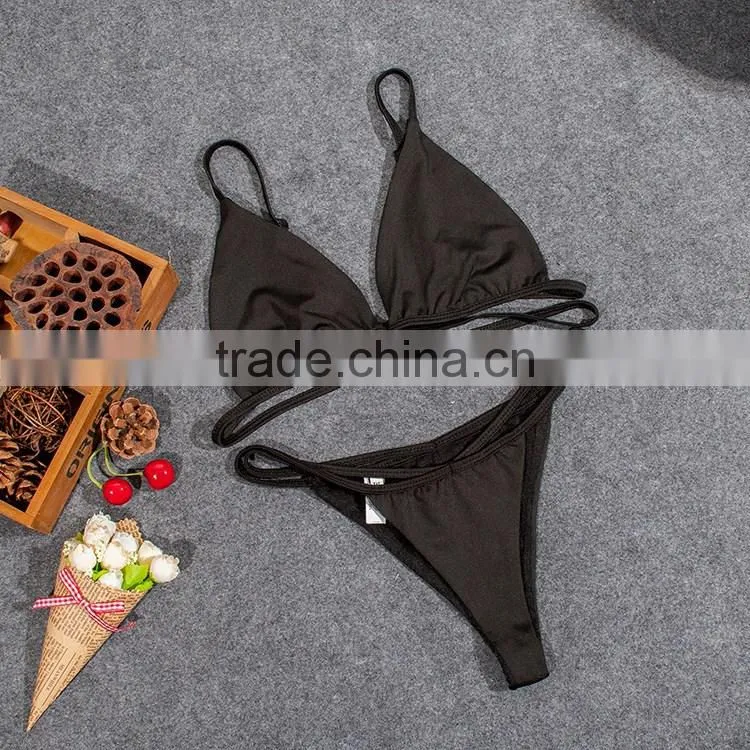 hot style pure color comfortable fashion tape bikini set