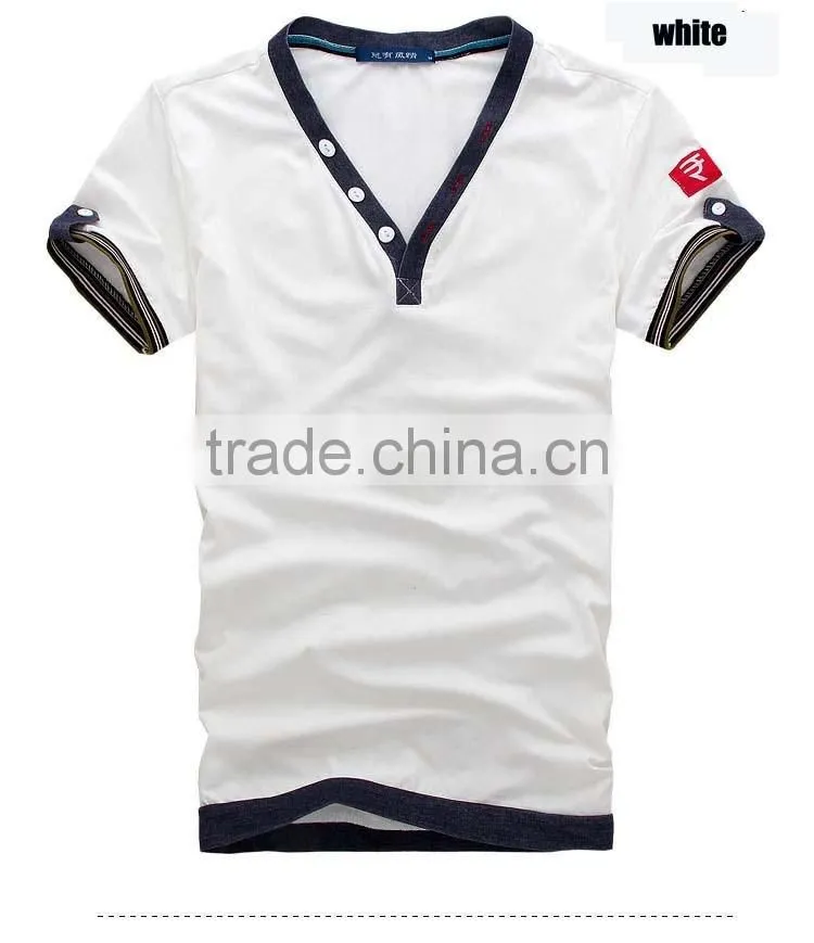 New Arrival Fashion Best Selling Wholesale Cotton Custom Casual Men T Shirt V Neck Top Tees