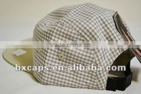 wholesale custom flat brim 5 panel flat caps plaid cap