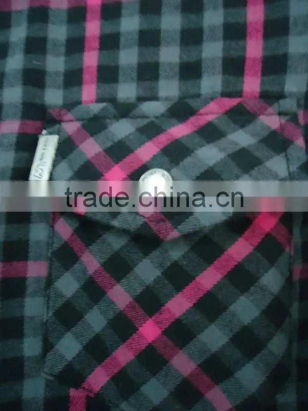 Womens plaid dyed shirt long sleeve shirt with one chest pocket,plastic button shirt,loose shirt