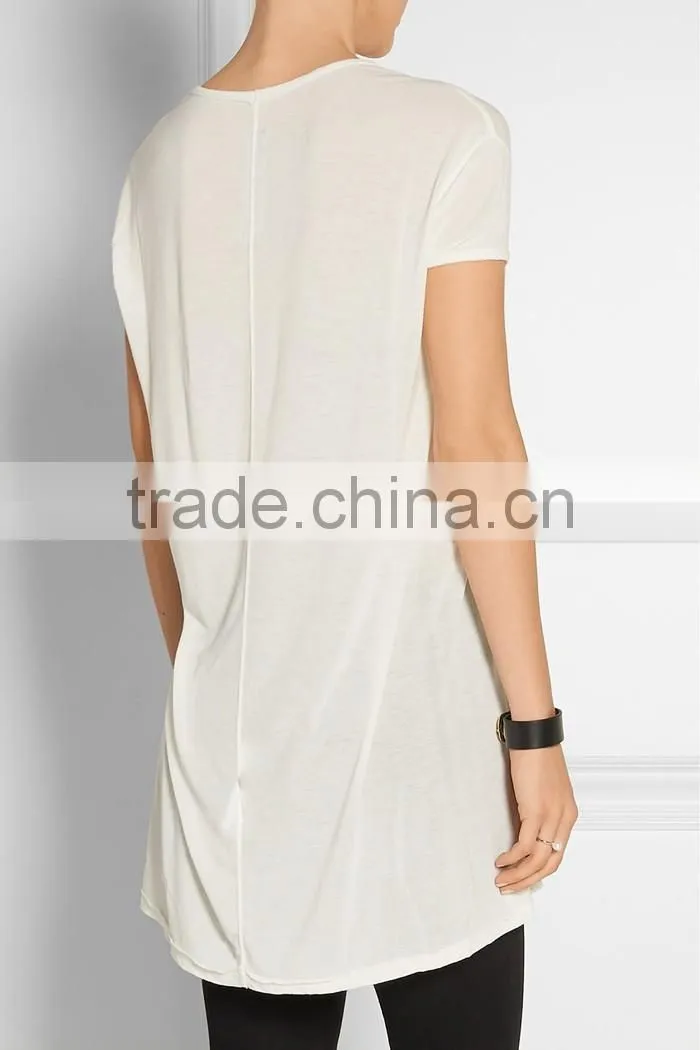 White blank v neck short sleeve oversized t-shirt