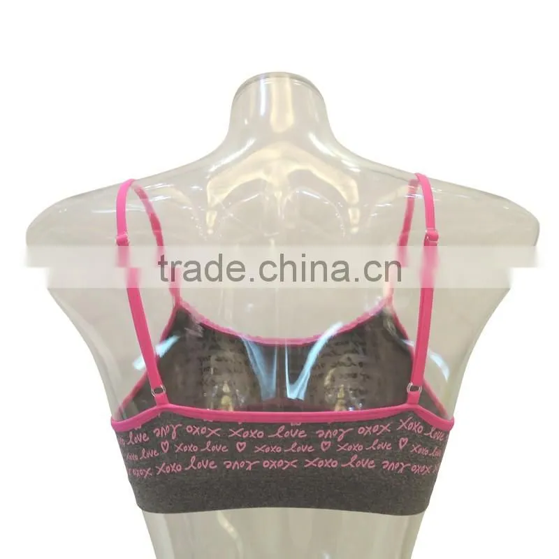 Printing straps seamless top kids underwear latest design girls tube top