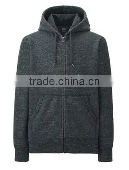 High Quality Custom Plain Hood Zipper Up Cotton Sweatshirt Coat