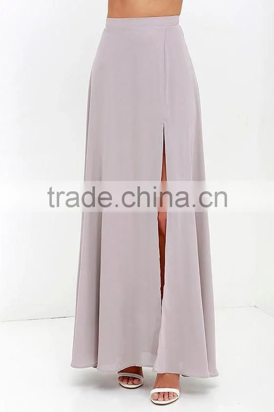 High banded waist sexy thigh slit maxi skirt fashion long skirts for women 2016