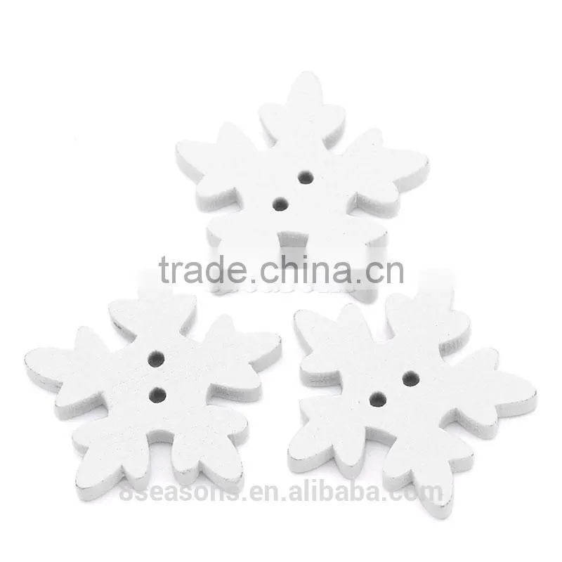 Wholesale 25mmx24mm Christmas Snowflake Two Holes Wood Button for Decorating