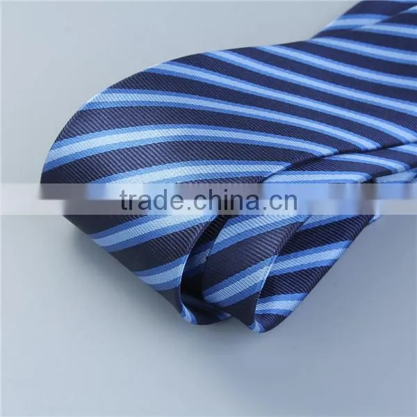 Polyester Necktie Black Blue Stripe Chinese Necktie