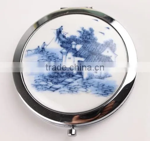 Promotional Metal Cosmetic Mirrors for Sales,Ceramic Mini Makeup Mirror Wholesaler,Dress Up Ceramic Cover Mirror Manufacturers