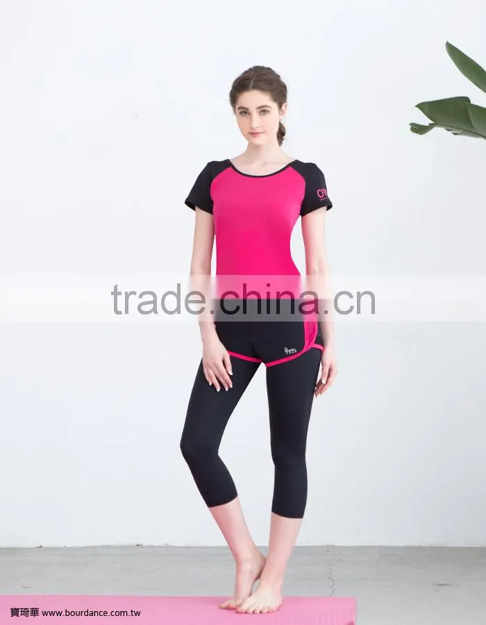 Top selling products women V back sport yoga fitness short sleeve top