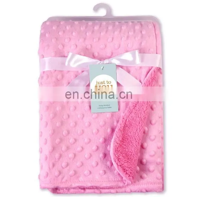 Wholesale Cheap Pink minky dot baby blankets for Newborn baby girls