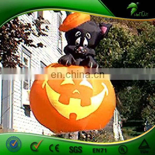 Hot Sale Hongyi Custom Halloween Inflatable LED Pumpkin Model, Cat Balloon and Ghost for Event