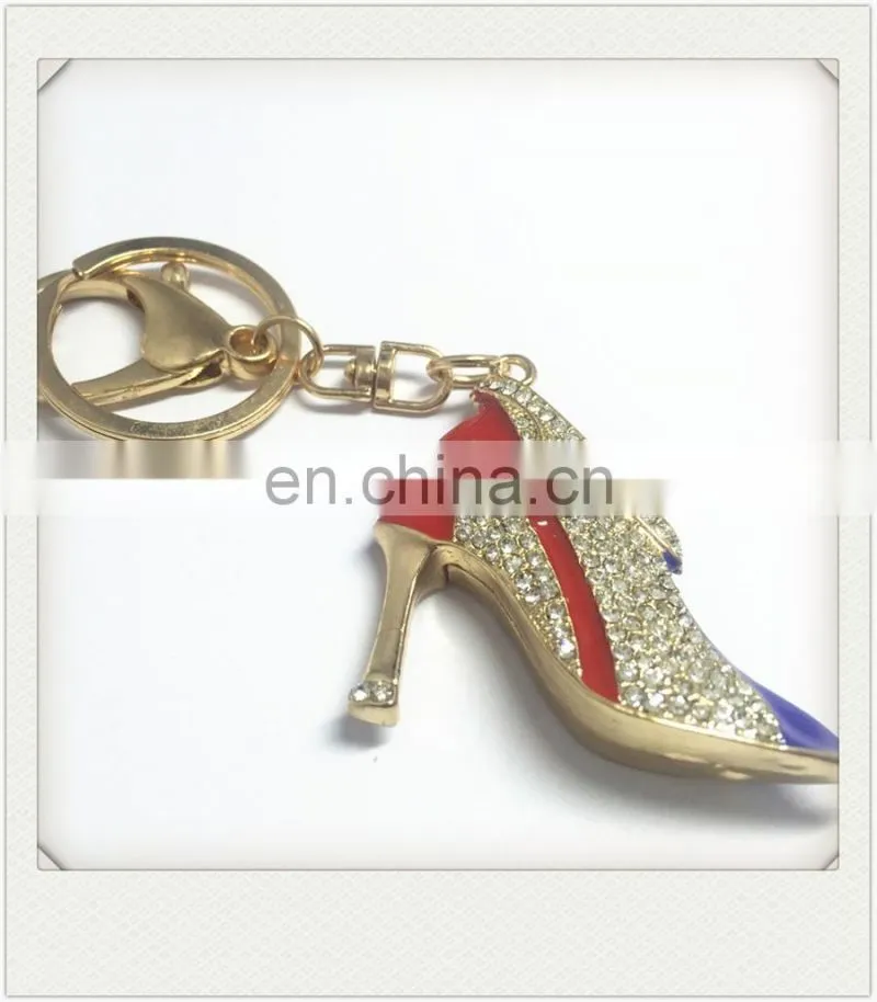 Promotional metal rhinestone shoe keychain