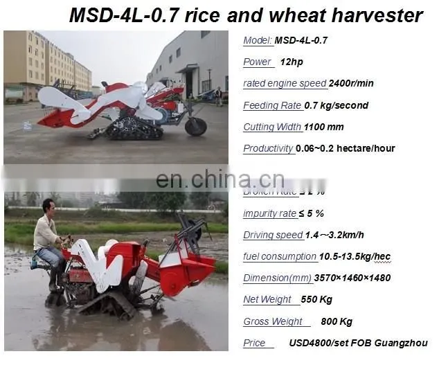 Factory price mini rice paddy cutting machine / rice harvest machine / price of rice harvester