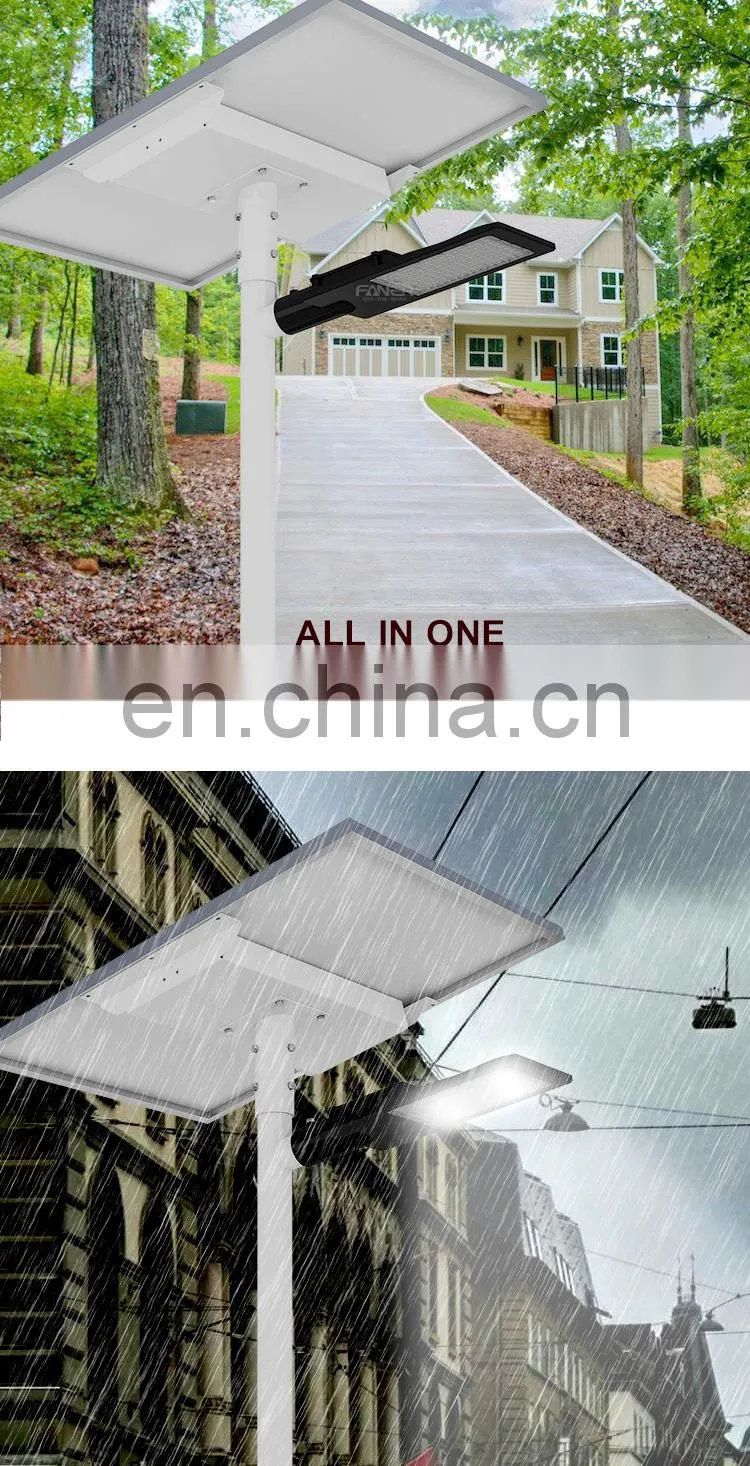 The new design Faner lighting 2020 new led solar street light waterproof ip67 50W 100w 150W 5 years wattery solar led street lig