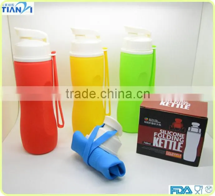 Latest Design Orange BPA Free Non-Toxic Foldable Silicone Collapsible Water Bottle
