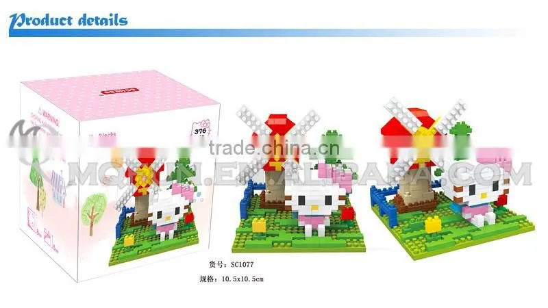 Mini Qute SC Kawaii 6 styles cartoon hello kitty KT cat diamond block plastic building block boys educational toy