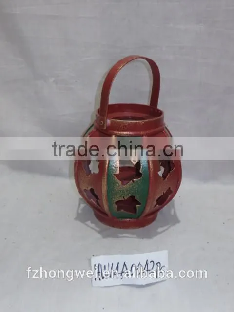 Hongwei Handmade Antique&Retro Wood Lantern/Candle Lantern/Candle Holder with Metal Lid&Ring Handle for Home&Garden Decor