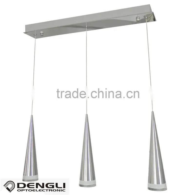 Acrylic Aluminum Modern LED Pendant Light Lamp With 3 Lights For Home Living Room